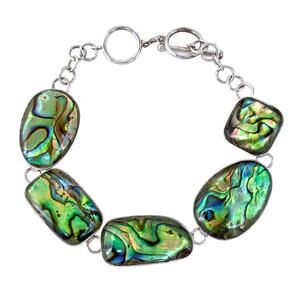 Abalone Link Bracelet | Estate Sterling Silver 925 | 7"-8"